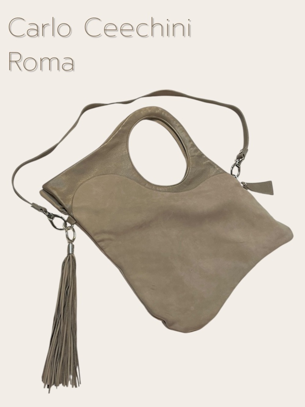Carlo Cecchini Roma Mod Italian Handcrafted Leather & Fine Suede Bag